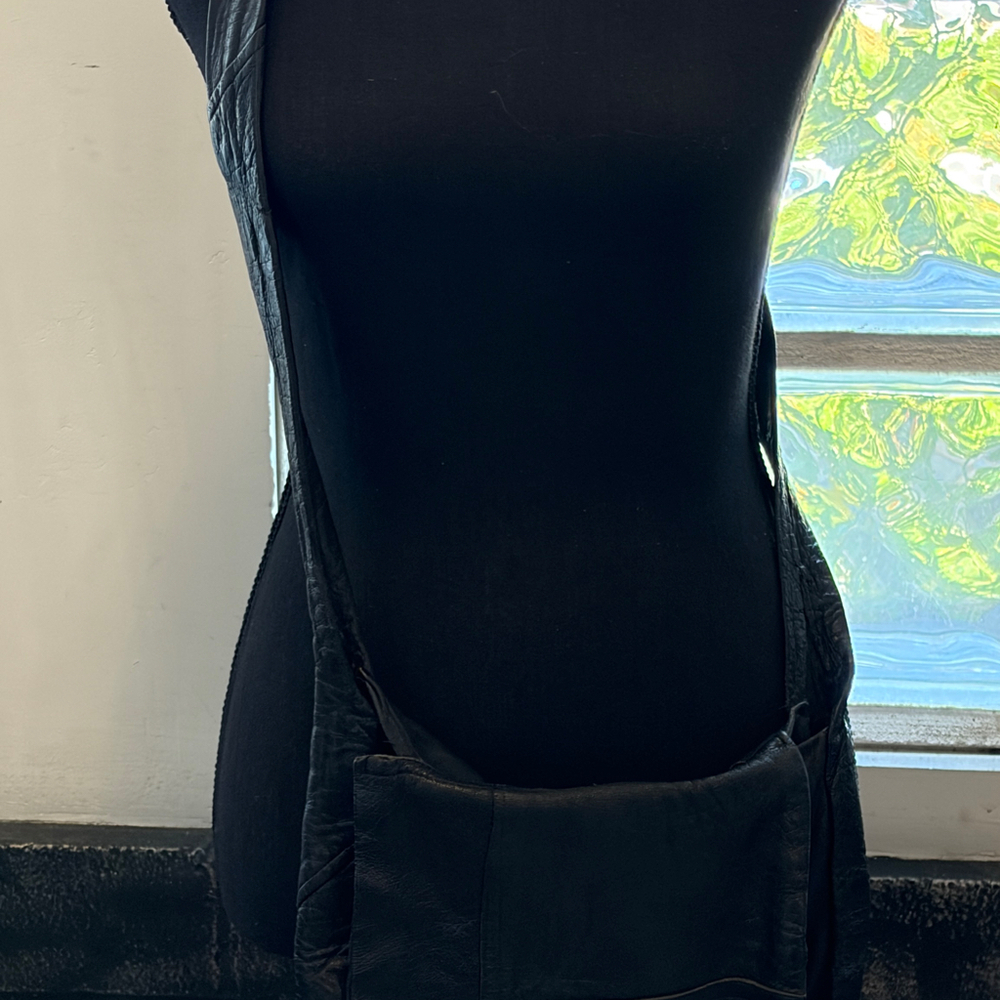 Vintage Leather funky silk lined crossbody bag